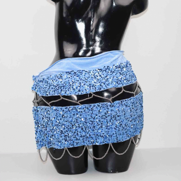 Pagne Velours bleu clair argenté – Image 2