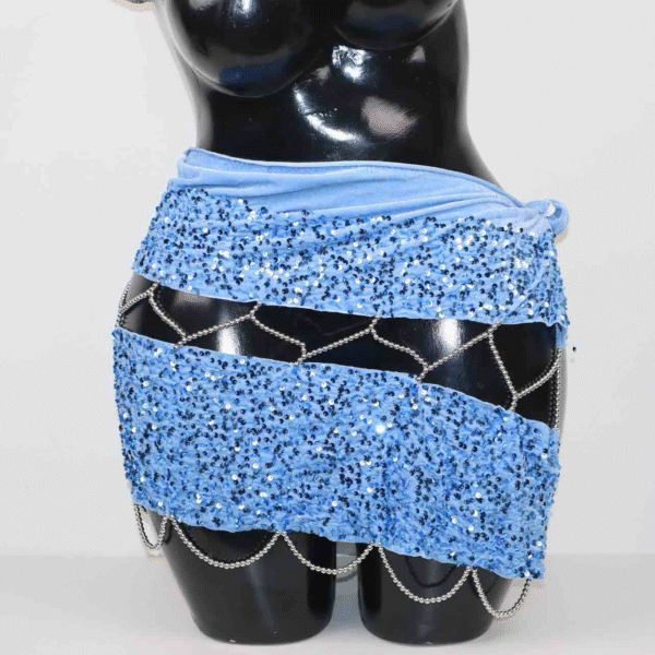 Pagne Velours bleu clair argenté